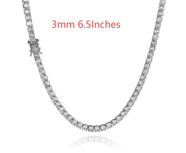 S925 Silver Moissanite Single Row Tennis Chain Bracelet – Luxury Necklace
