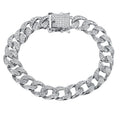 Sterling Silver Moissanite Cuban Link Chain Bracelet