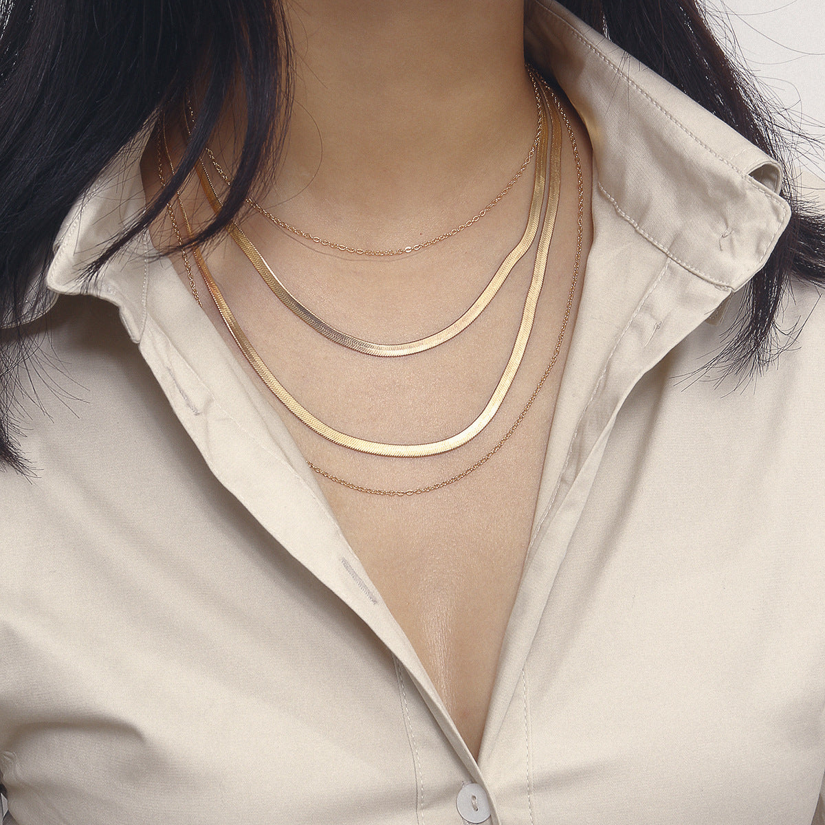 Cold Wind Multilayer Snake Chain Necklace