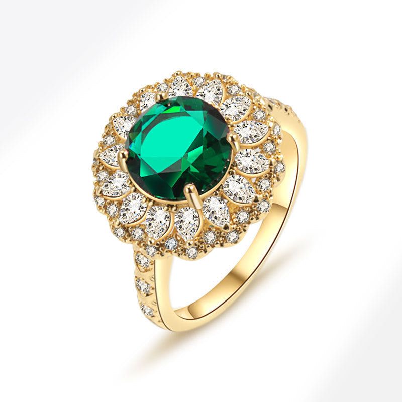 Emerald Glow Moissanite Ring – Luxury Green Stone | White Gold Finish