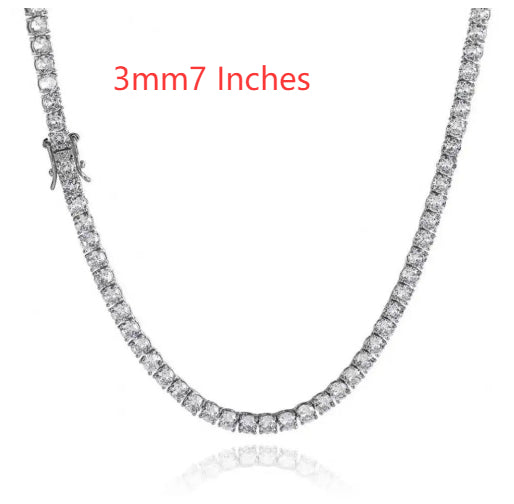 S925 Silver Moissanite Single Row Tennis Chain Bracelet – Luxury Necklace
