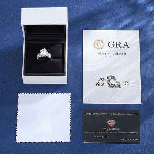 5ct Moissanite Engagement Ring 11mm Solitaire 925 Silver VVS1 D Color + GRA