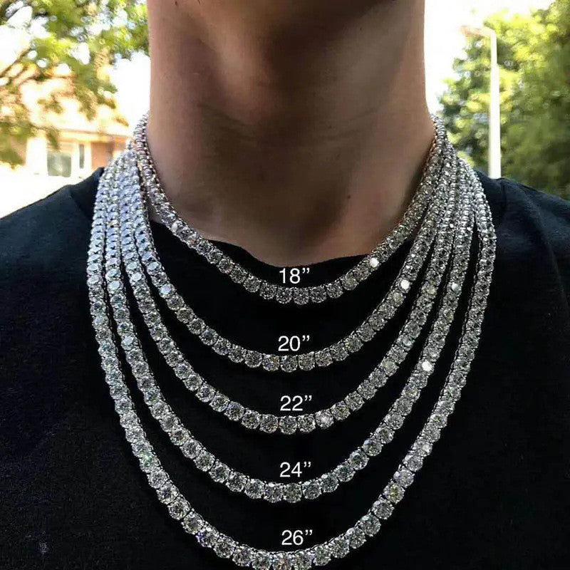 S925 Silver Moissanite Single Row Tennis Chain Bracelet – Luxury Necklace