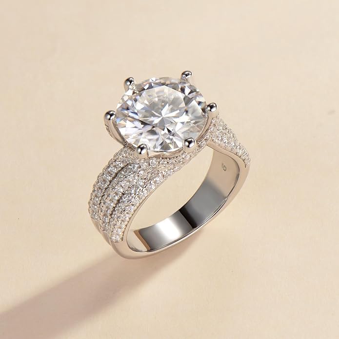 5ct Moissanite Engagement Ring 11mm Solitaire 925 Silver VVS1 D Color + GRA