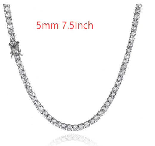 S925 Silver Moissanite Single Row Tennis Chain Bracelet – Luxury Necklace
