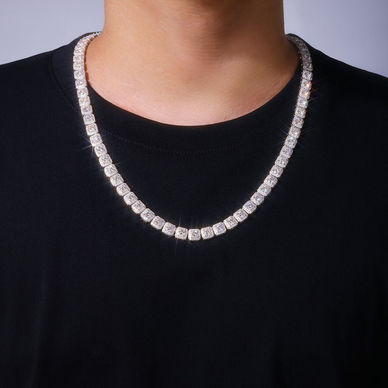 Square Rock Moissanite Cuban Chain