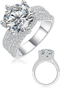 5ct Moissanite Engagement Ring 11mm Solitaire 925 Silver VVS1 D Color + GRA