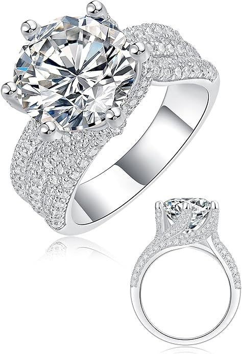 5ct Moissanite Engagement Ring 11mm Solitaire 925 Silver VVS1 D Color + GRA