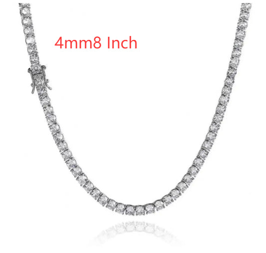 S925 Silver Moissanite Single Row Tennis Chain Bracelet – Luxury Necklace