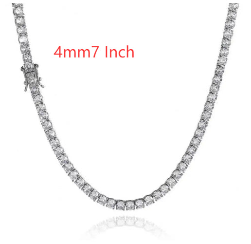 S925 Silver Moissanite Single Row Tennis Chain Bracelet – Luxury Necklace