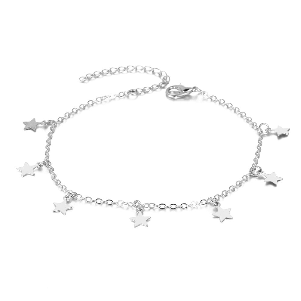 Gold Star Anklet Bracelet – Simple Minimalist Foot Jewelry for Women
