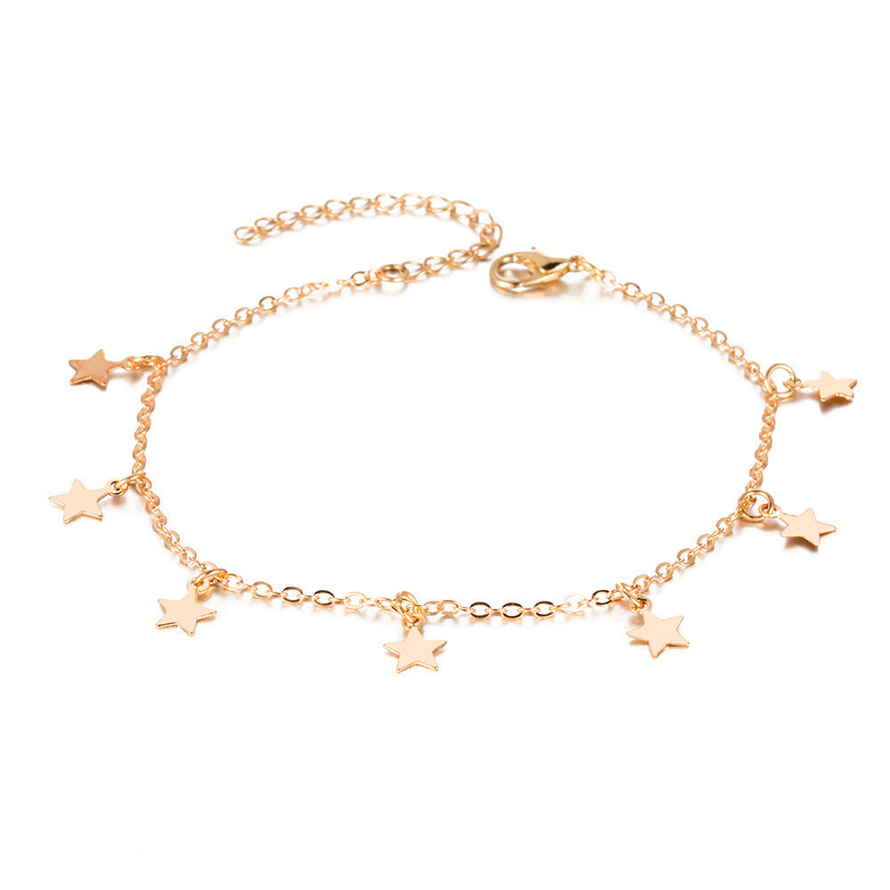 Gold Star Anklet Bracelet – Simple Minimalist Foot Jewelry for Women