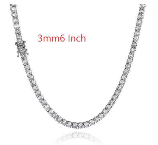 S925 Silver Moissanite Single Row Tennis Chain Bracelet – Luxury Necklace