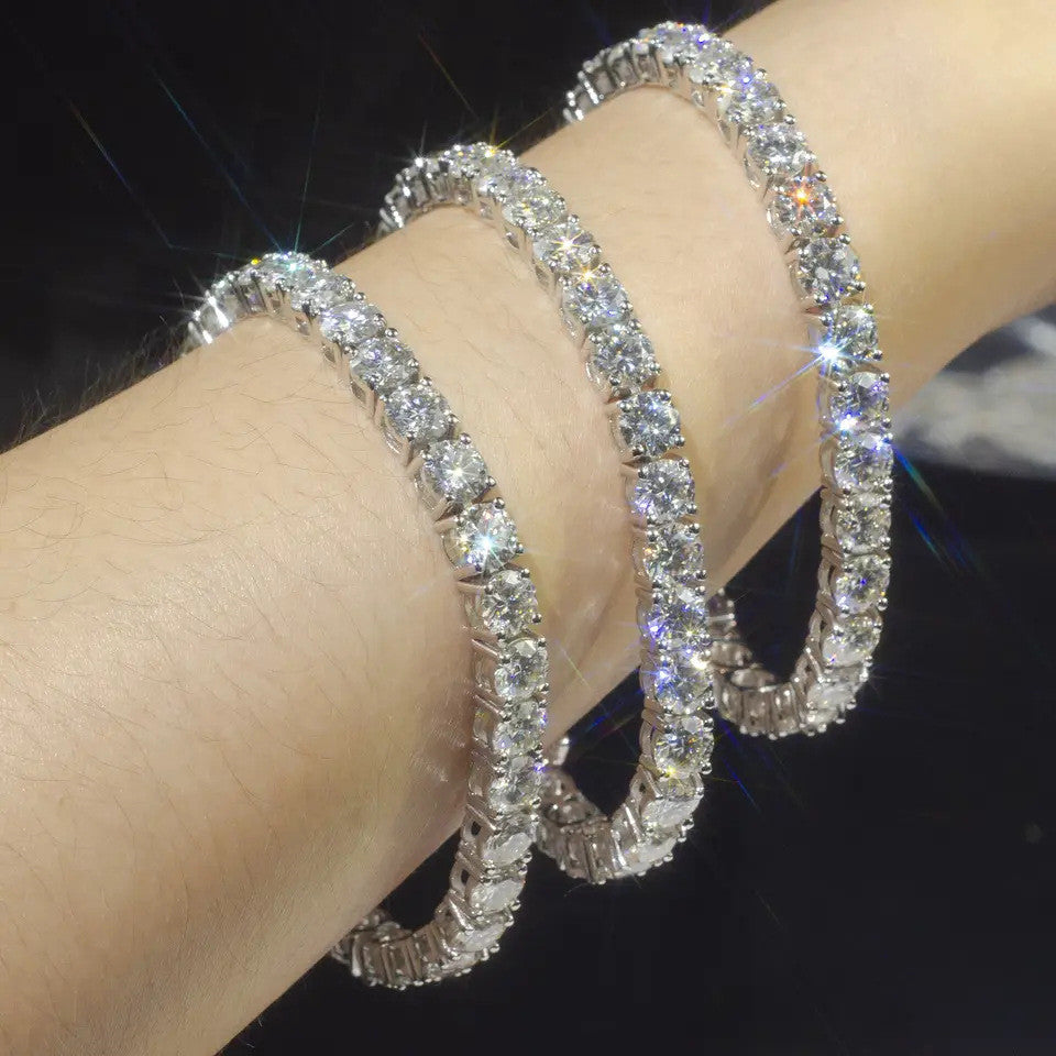 S925 Silver Moissanite Single Row Tennis Chain Bracelet – Luxury Necklace