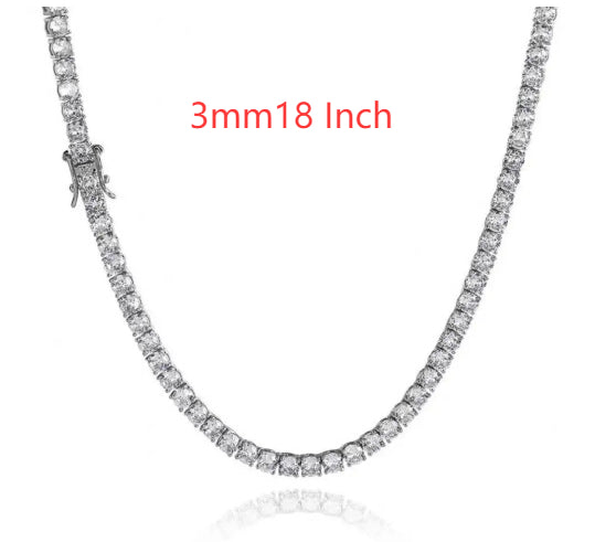 S925 Silver Moissanite Single Row Tennis Chain Bracelet – Luxury Necklace