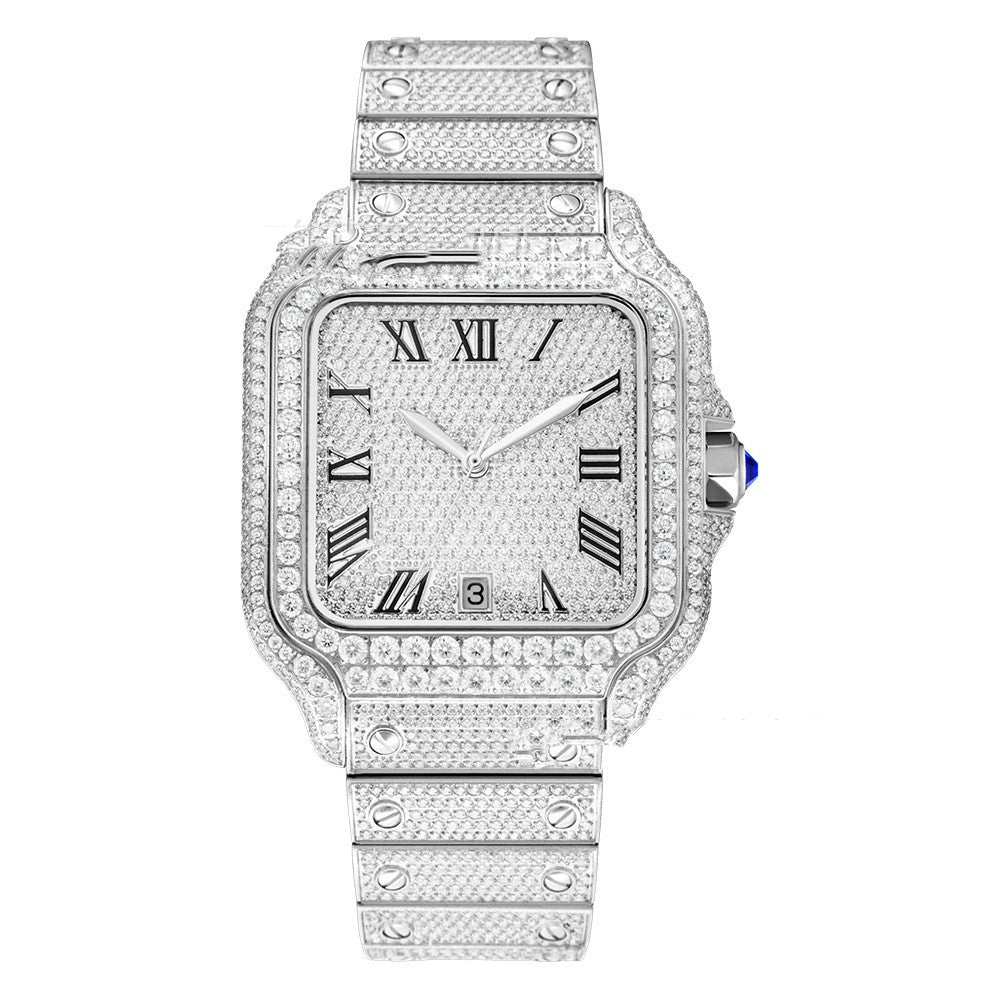 Moissanite Watch Men's Stainless Steel