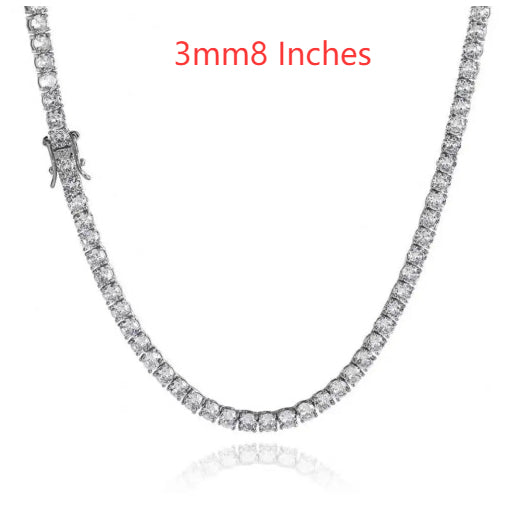 S925 Silver Moissanite Single Row Tennis Chain Bracelet – Luxury Necklace