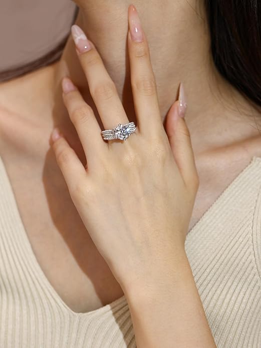 5ct Moissanite Engagement Ring 11mm Solitaire 925 Silver VVS1 D Color + GRA